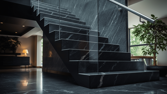 Лестница из мрамора Nero Marquina (Неро Маркина)